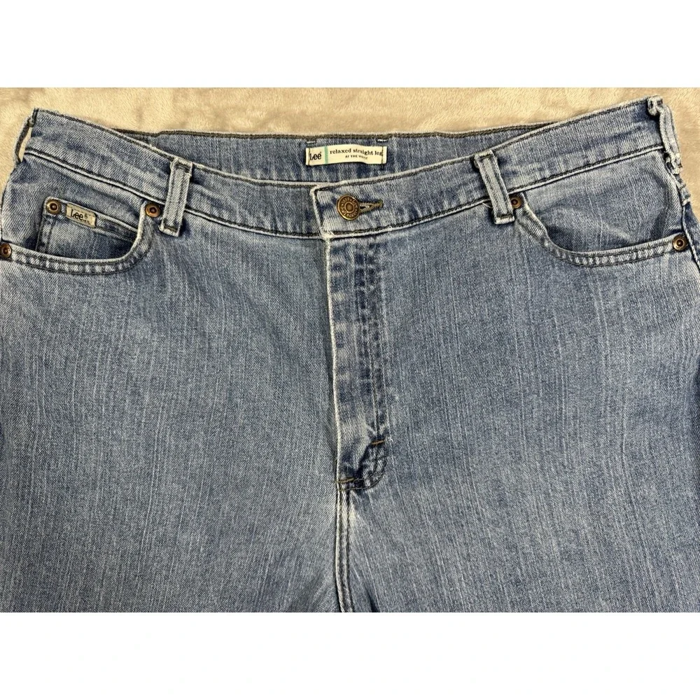 Lee Womens Jeans 16 Short Relaxed Straight Leg High‎ Rise Stretch Light Wash
